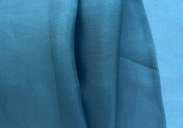 Sheer Deepest Midnight Bottle Green Crisp Silk Organza (Made in Italy)