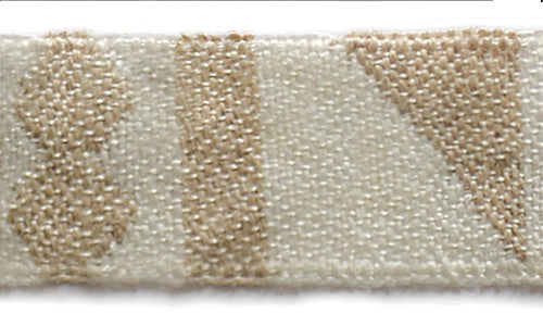 3/4" Geometric Desert Tan & Natural Linen Ribbon (Made in Germany)
