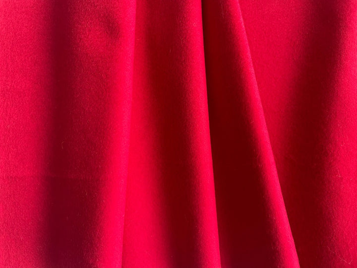 Rich Fire Engine Red Wool Melton Coating (Made in Italy)