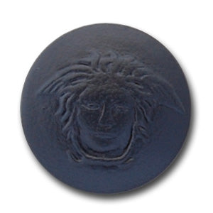 Medusa Charcoal Grey Leather Button (Made in Italy)