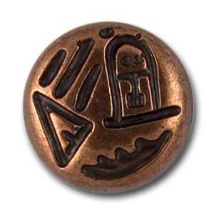 Hieroglyph Copper Metal Button