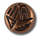 Hieroglyph Copper Metal Button