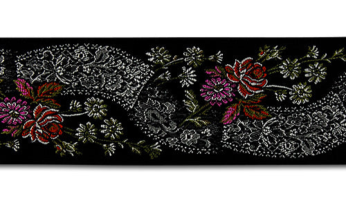 2 1/2" Flowing Lace & Flowers Brocade Ribbon (Made in France)
