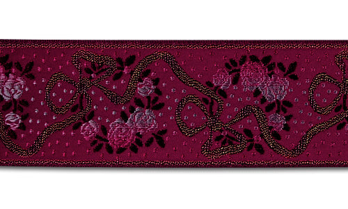 1 3/4" Mauve Dotted Brocade Ribbon (Made in France)