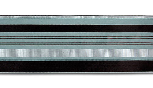 3" Aqua & Chocolate Striped Silk Brocade Ribbon (Made in France)