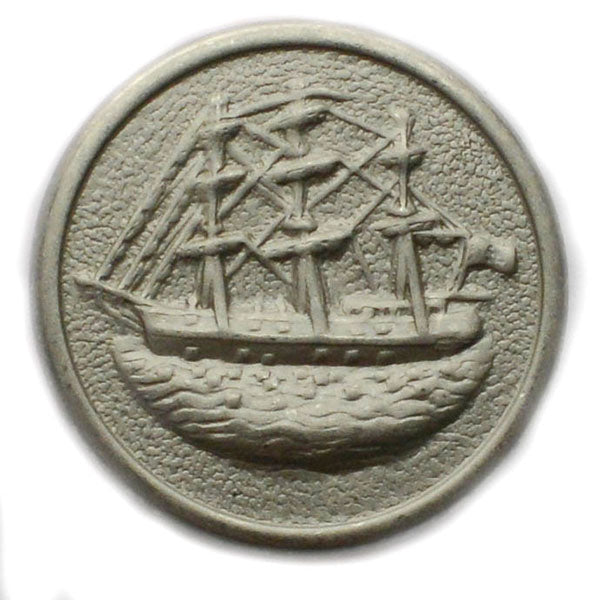 USS Constitution Matte Silver Blazer Button (Made in USA by Waterbury)