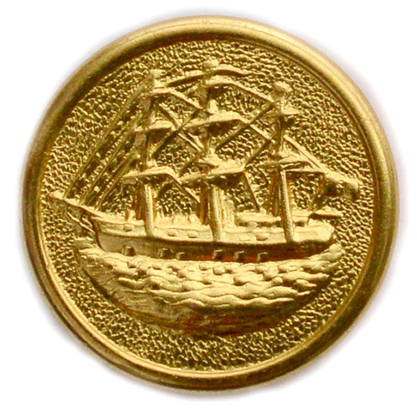USS Constitution Brass Blazer Button (Made in USA by Waterbury)