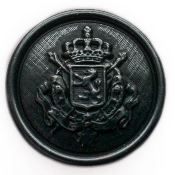 Belgian Crest Gunmetal Blazer Button  (Made in USA by Waterbury)