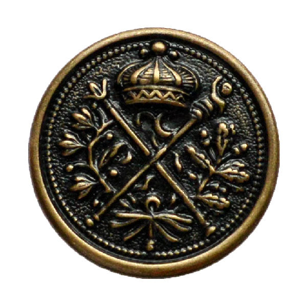 Staffs & Crown Antique Gold Blazer Button (Made in USA by Waterbury)