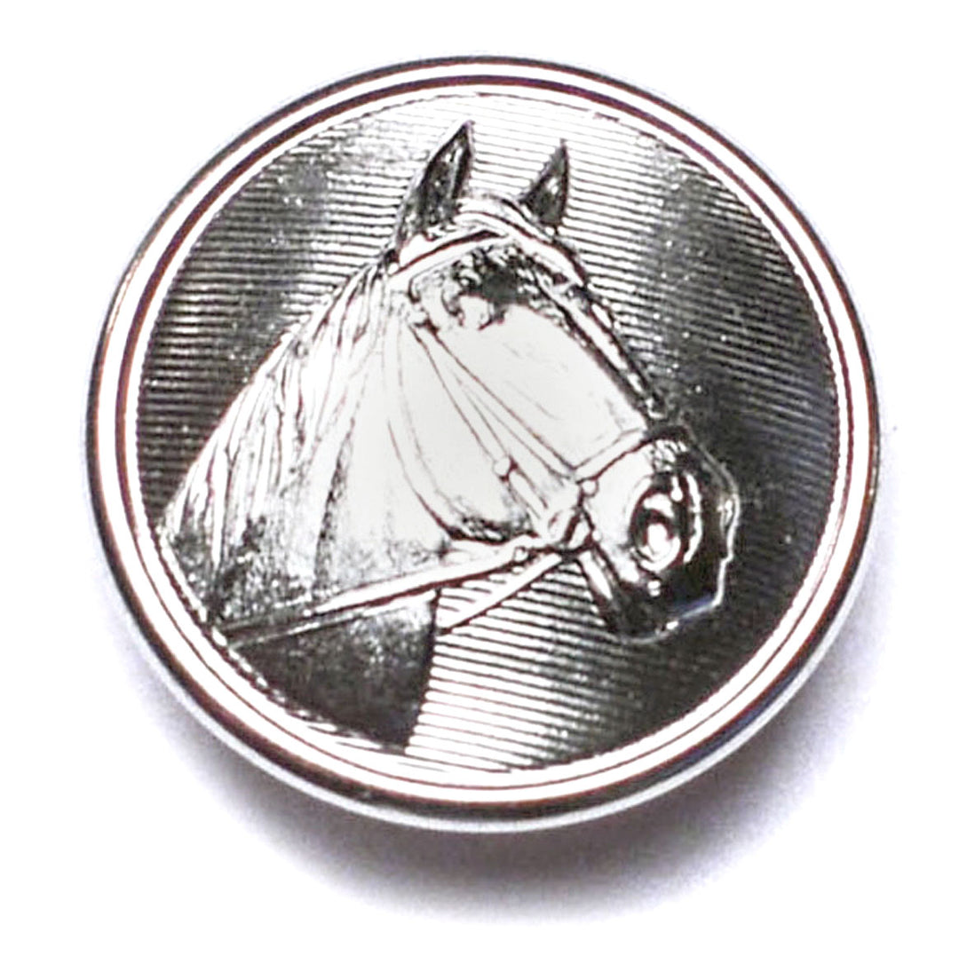 Horse Head Silver Blazer Button (Made in USA by Waterbury)