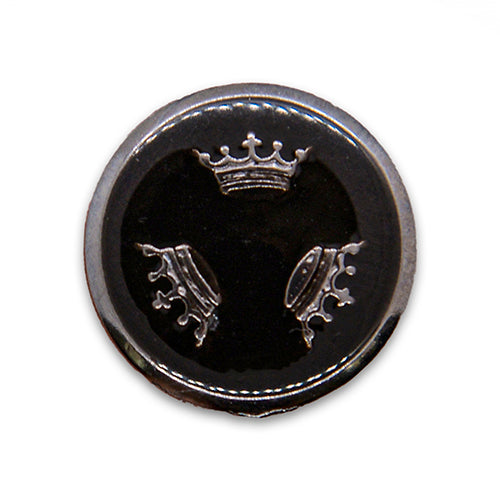 Triple Crown Black & Silver Blazer Button (Made in Italy)