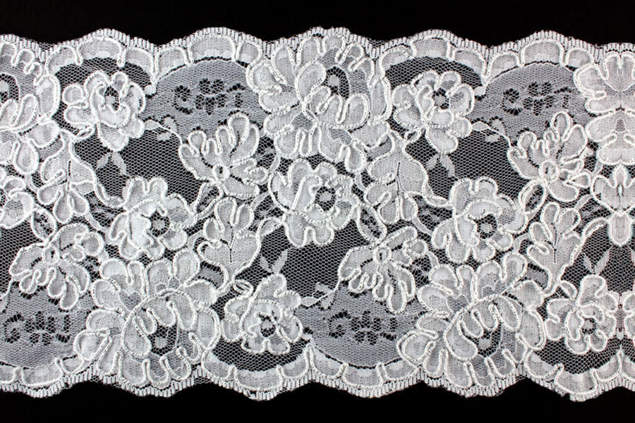 4 3/4" White & Silver Alençon Lace (Made in France)
