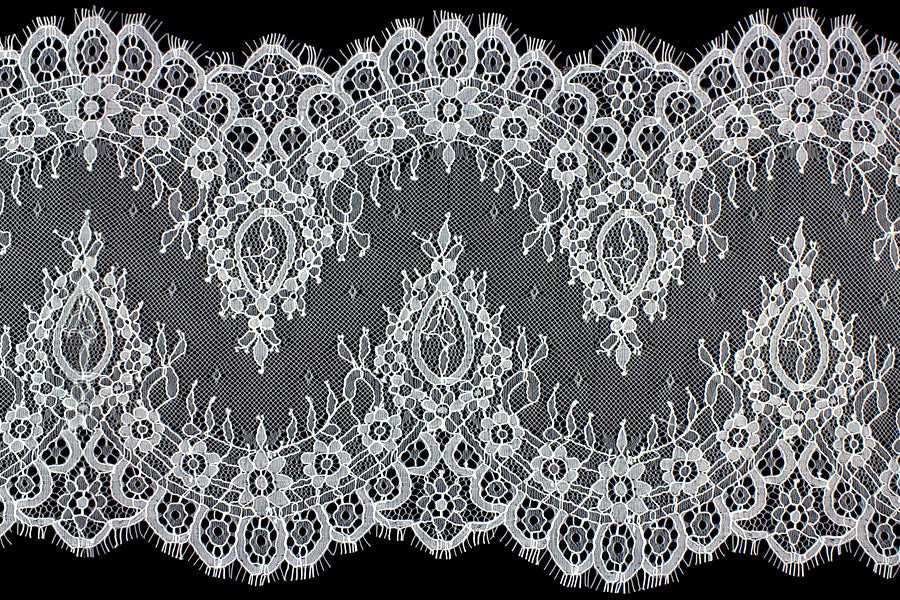 9" White Chantilly Galloon Lace