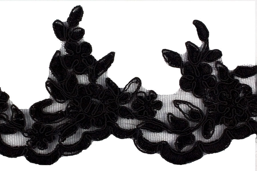 3 1/2" Black Alençon Edging Lace
