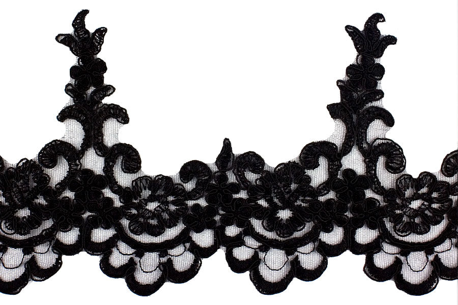 7" Black Alençon Edging Lace