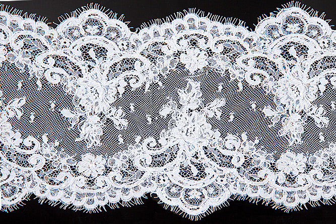 7" Beaded White Alençon Galloon Lace