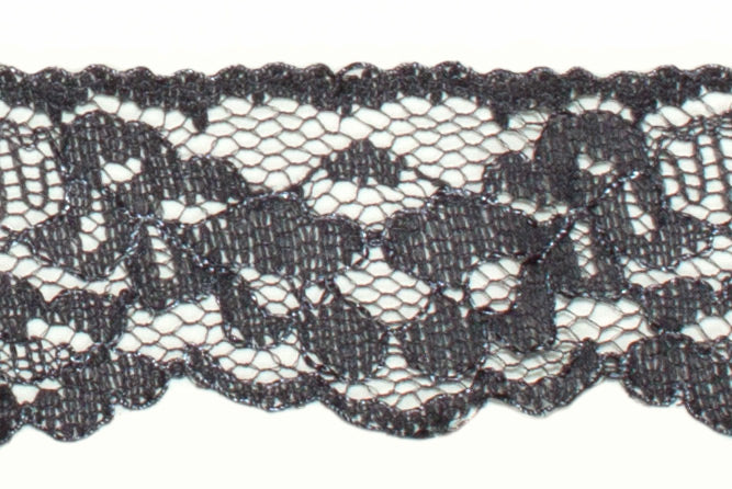 1 1/4" Slate Grey Raschel Lace (Made in England)