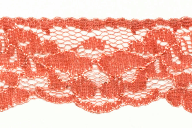 1 1/4" Salmon Raschel Lace (Made in England)