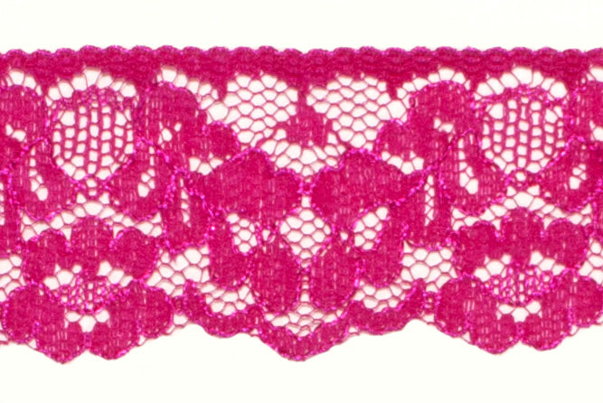 1 1/4" Hot Pink Raschel Lace (Made in England)