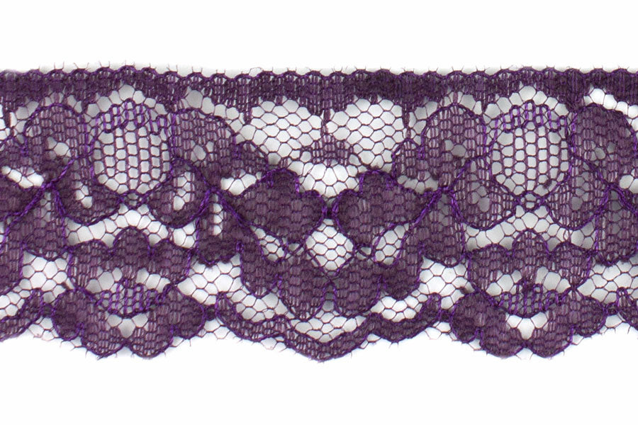 1 1/4" Plum Raschel Lace (Made in England)