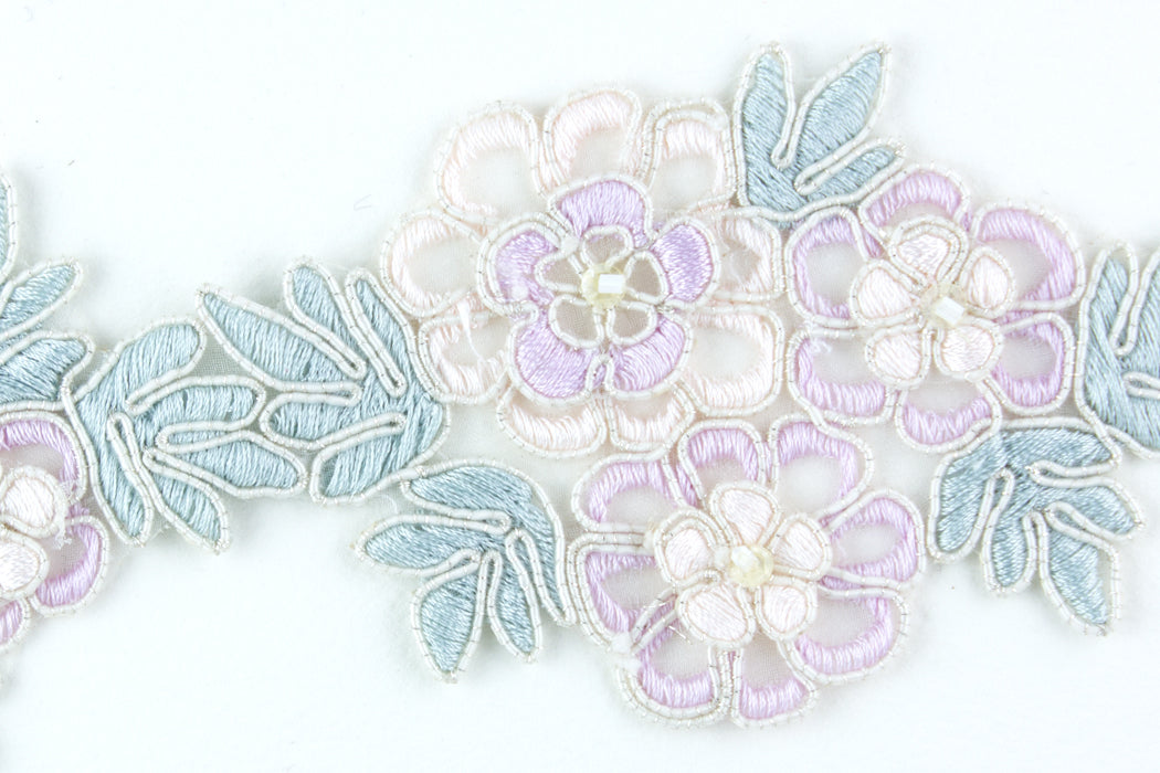 2 1/2" Lilac & Mint Sequined Beaded Trim