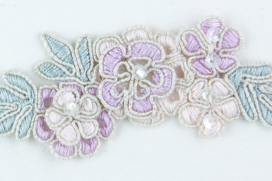 1 1/2" Lilac & Mint Sequined Beaded Trim