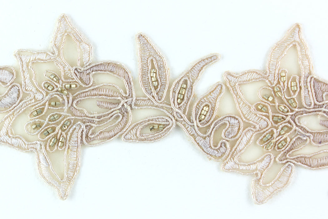 3" Elegant Champagne Beaded Trim