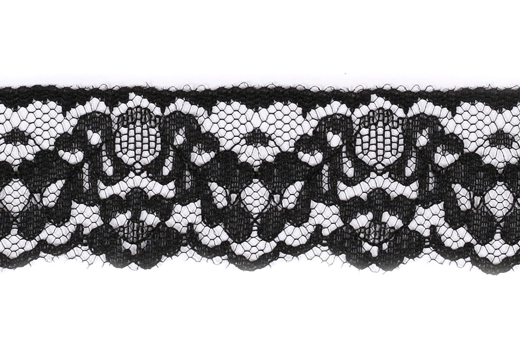 1 1/4" Black Raschel Lace (Made in England)