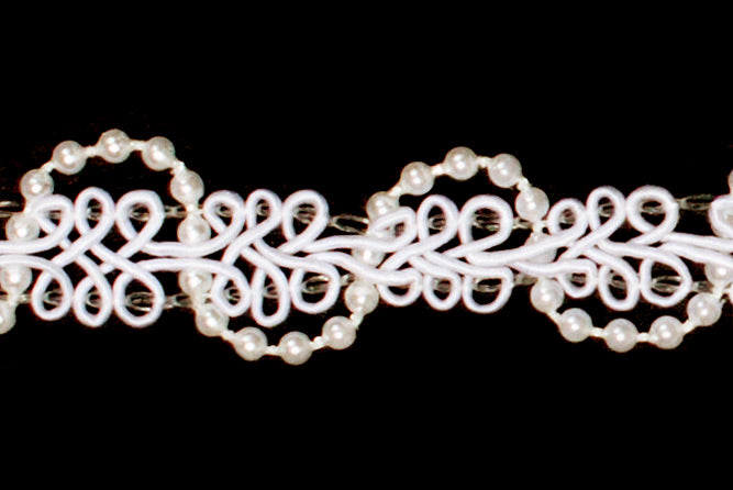 1/2" White Beaded Soutache Trim