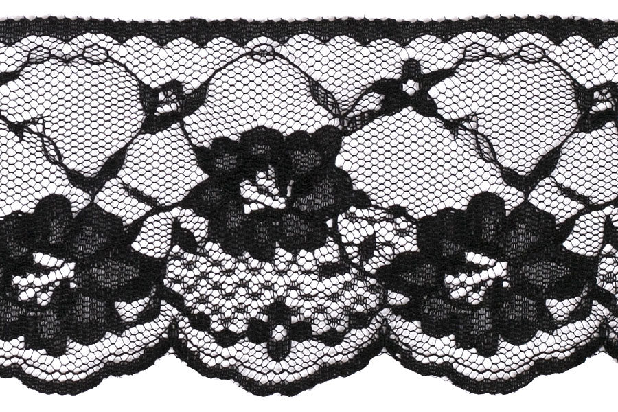 2 3/4" Black Raschel Lace (Made in England)