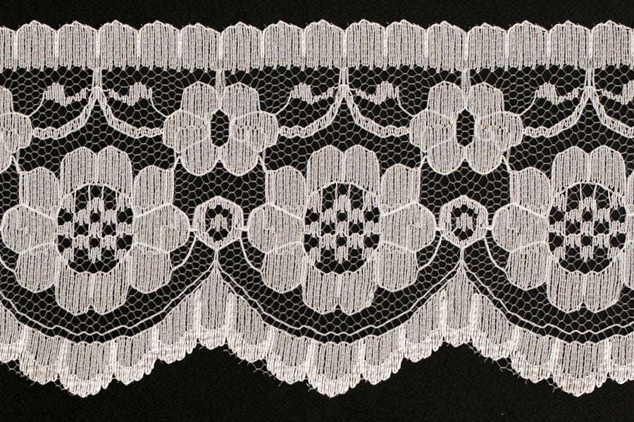 2 3/4" Ivory Floral Raschel Lace (Made in England)