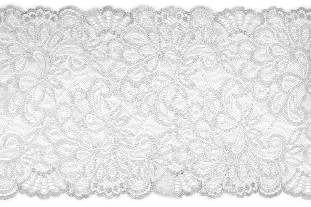 8" White Floral Chantilly Lace