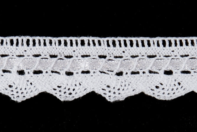 3/4" White Beribboned Crochet Edging Lace