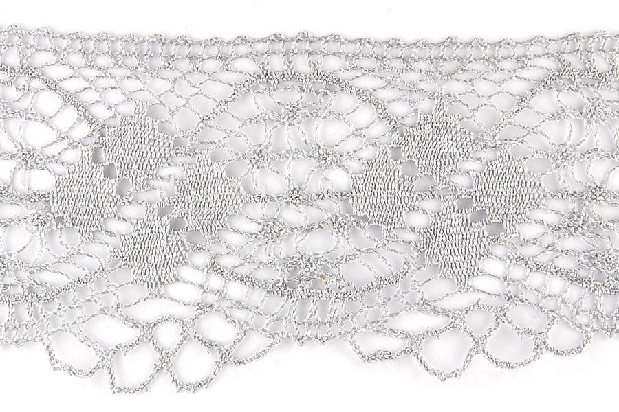 3" Silver Metallic Edging Lace (Made in England)