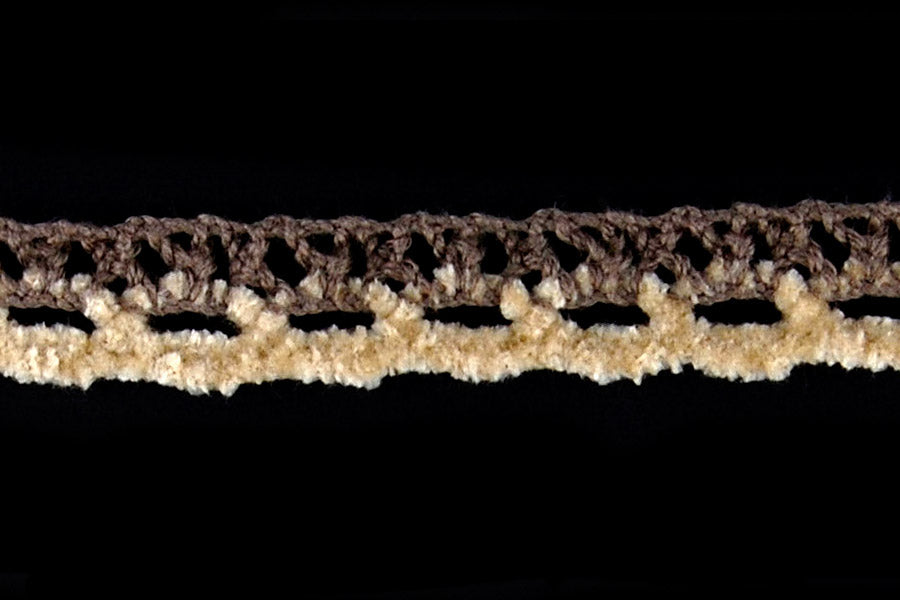 1/2" Taupe Chenille Crochet Insertion Lace (Made in England)