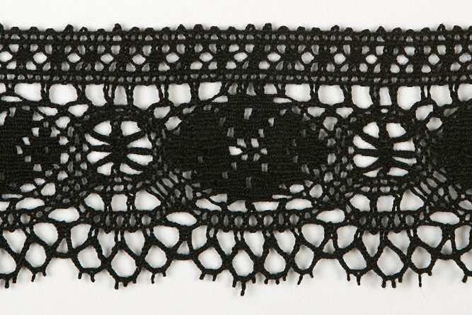 2 1/4" Black Crochet Edging Lace (Made in England)