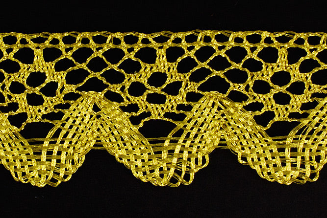 1 1/4" Brilliant Gold Metallic Crochet Lace (Made in England)