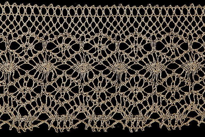 3 3/4" Pale Gold Metallic Crochet Lace (Made in England)
