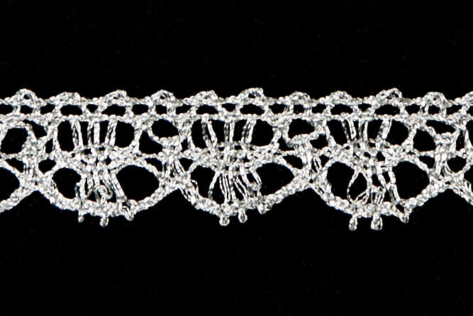 1/2" Metallic Silver Crochet Edging Lace (Made in England)