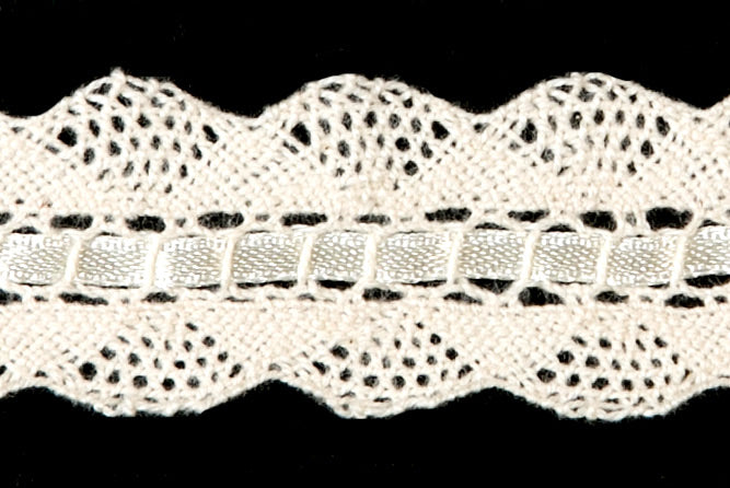 1" Natural Beribboned Crochet Galloon Lace