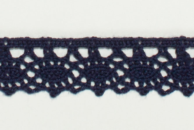 3/4" Navy Blue Crochet Edging Lace (Made in England)