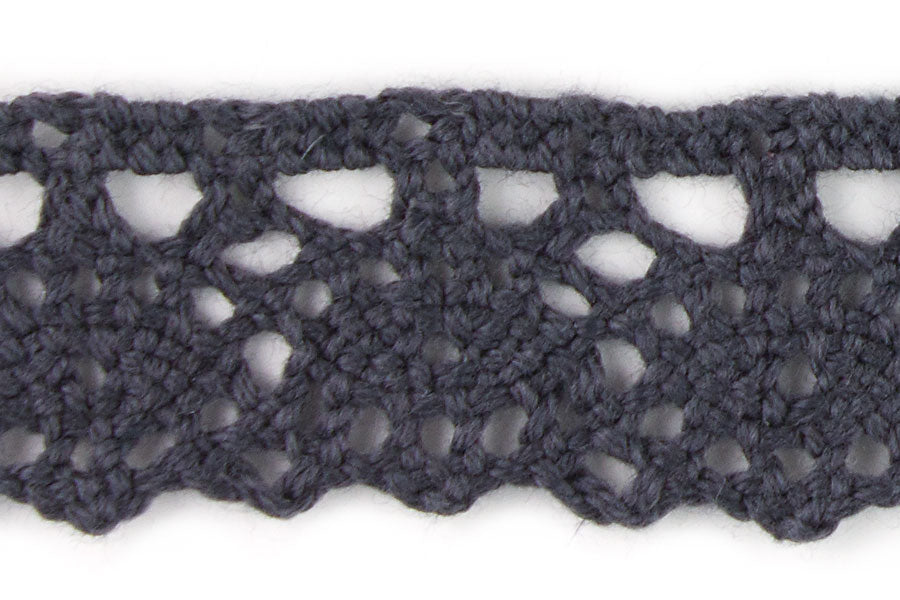 3/4" Charcoal Grey Crochet Edging Lace (Made in England)