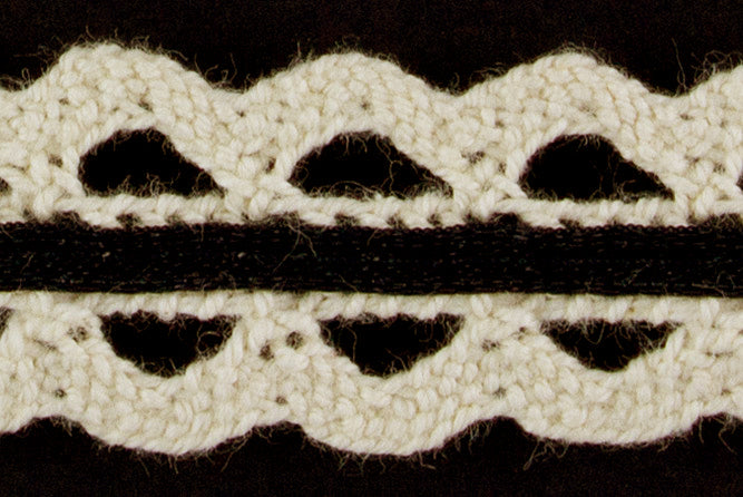 3/4" Natural & Black Beribboned Crochet Lace (Made in England)