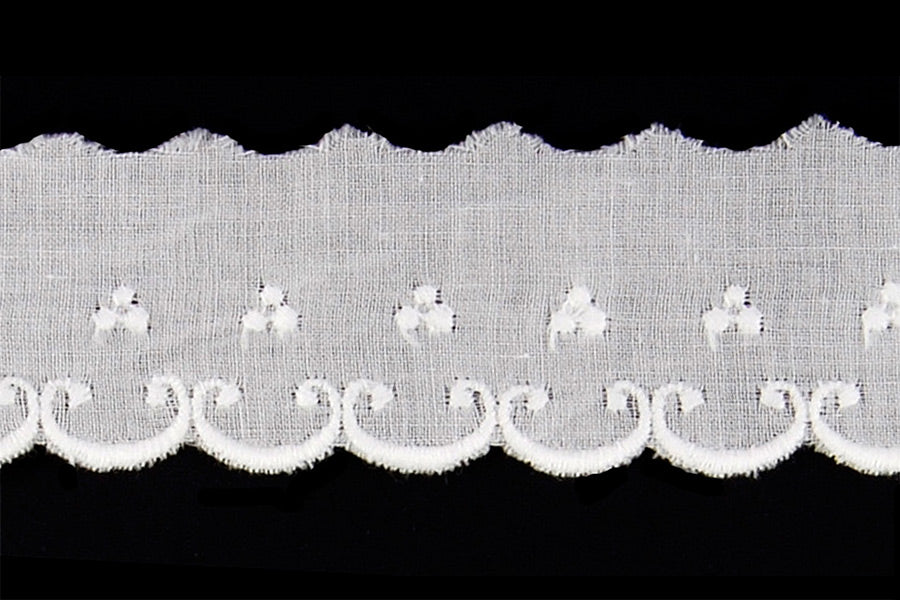 1" Curly Bordered White Eyelet Trim