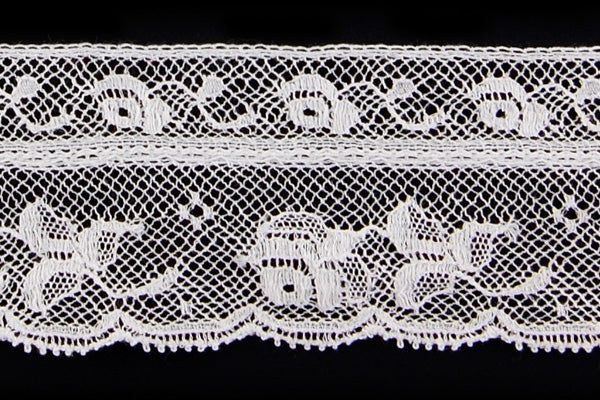 1 3/8" White Floral Edging Heirloom Lace (Made in France)