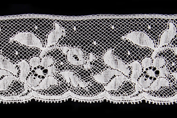 2" Floral White Edging Heirloom Lace (Made in France)
