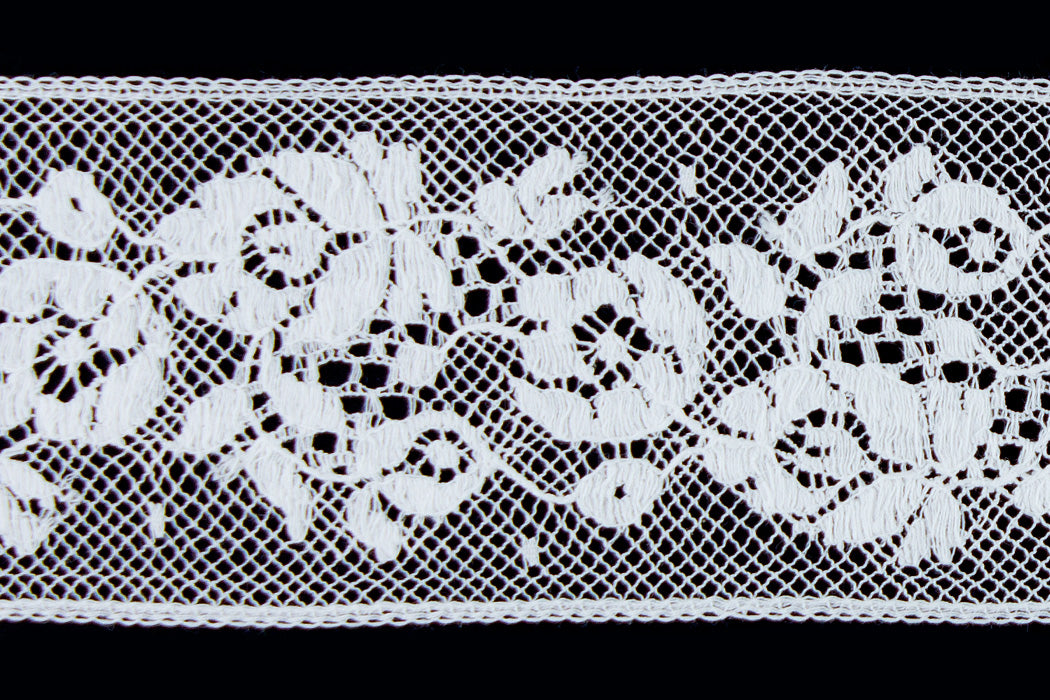 1 3/4" White Floral Insertion Heirloom Lace (Made in France)