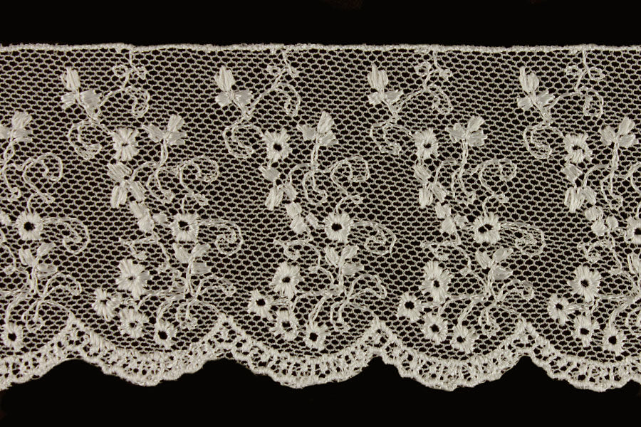 2" Ivory Floral Netted Edging Lace (Made in England)