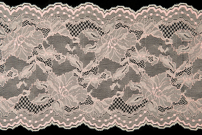 6 1/2" Delicate Petal Peach Stretch Lace (Made in France)