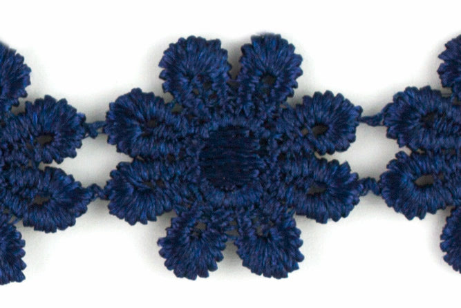 1"  Navy Blue Daisy Chain Venise Lace (Made in England)